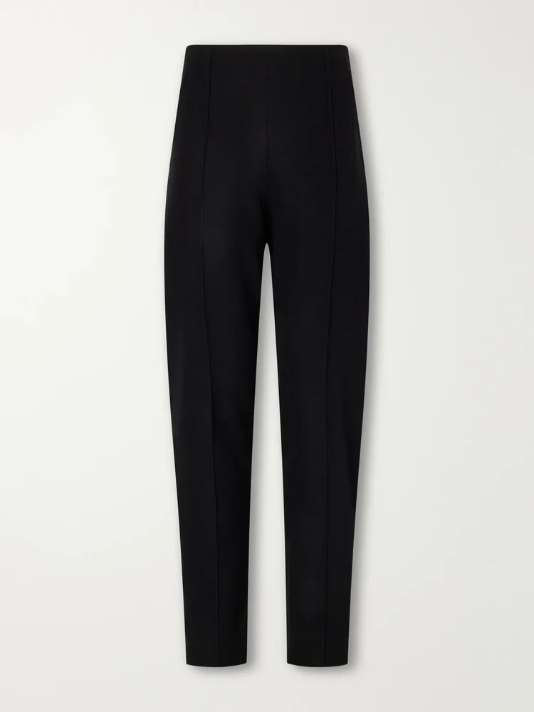 Wool-felt tapered pants