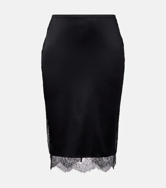 Silk-blend crêpe satin pencil skirt