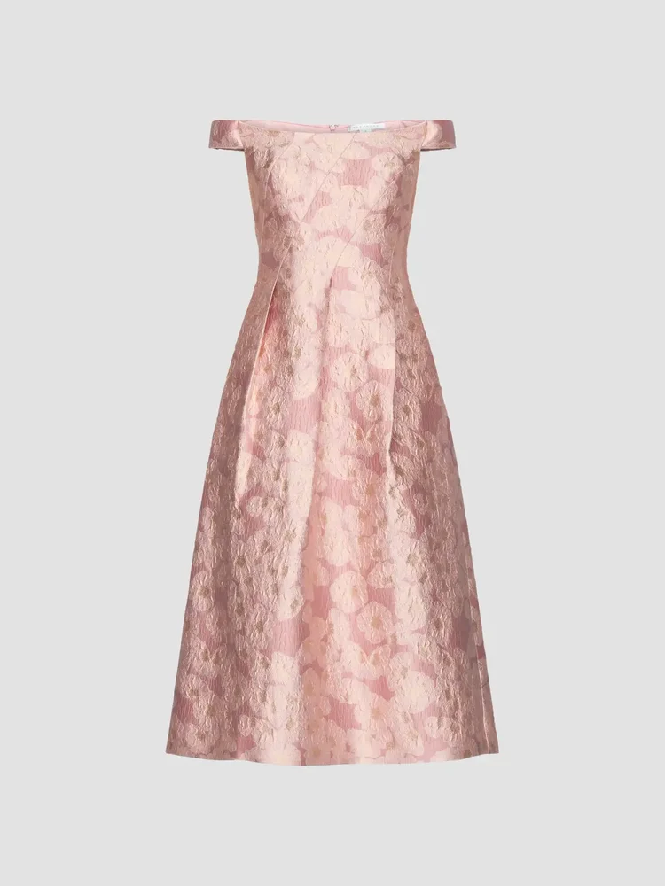 Alina Floral Jacquard Tea-Length Cocktail Dress