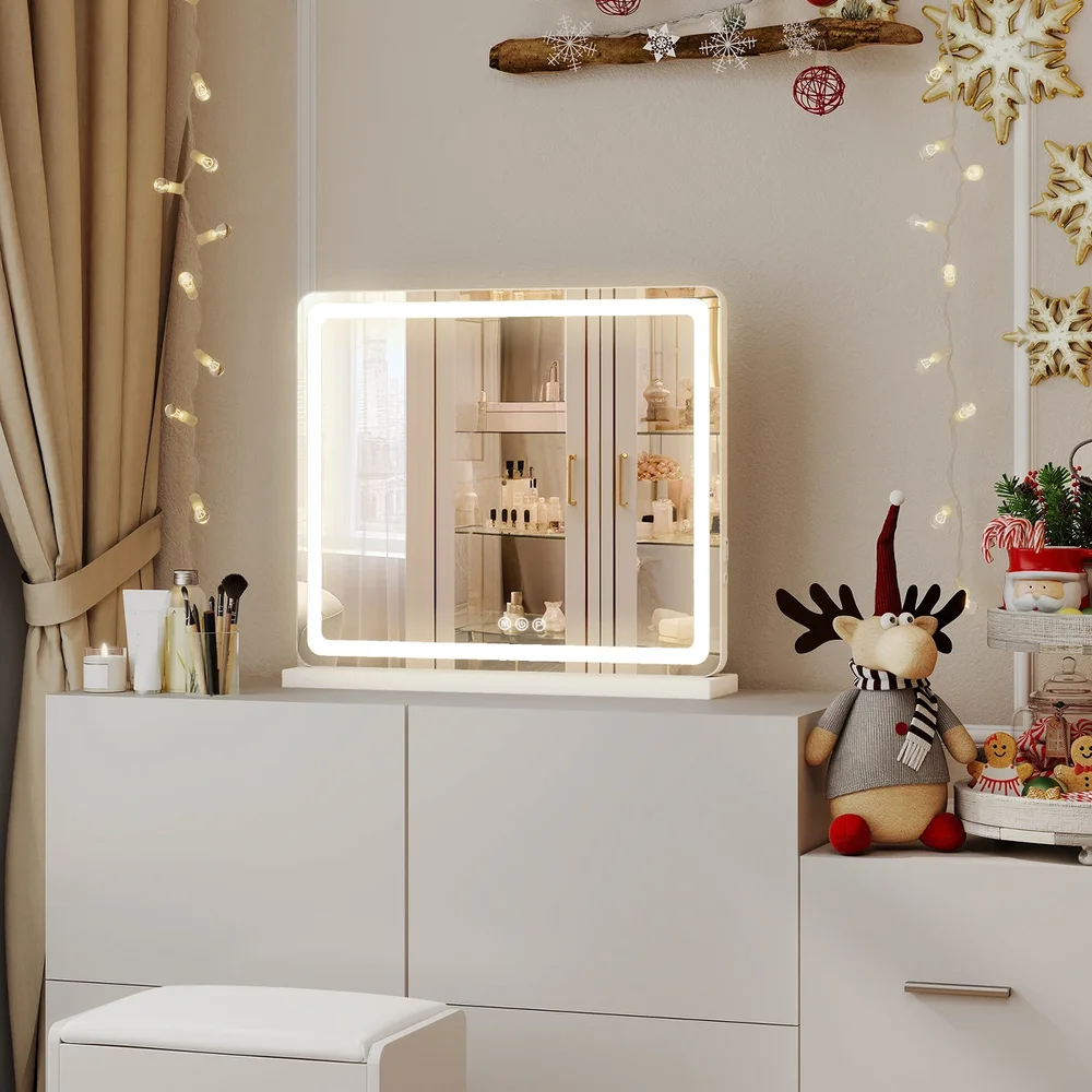 Dimmable LED Vanity Mirror with Lights, Square
