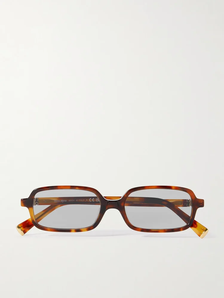 Rectangular-frame tortoiseshell acetate sunglasses