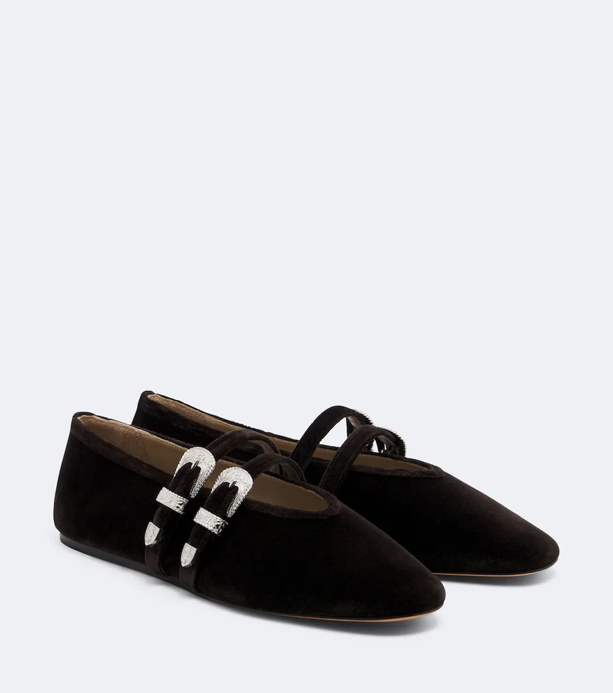 Claudia velvet Mary Jane flats