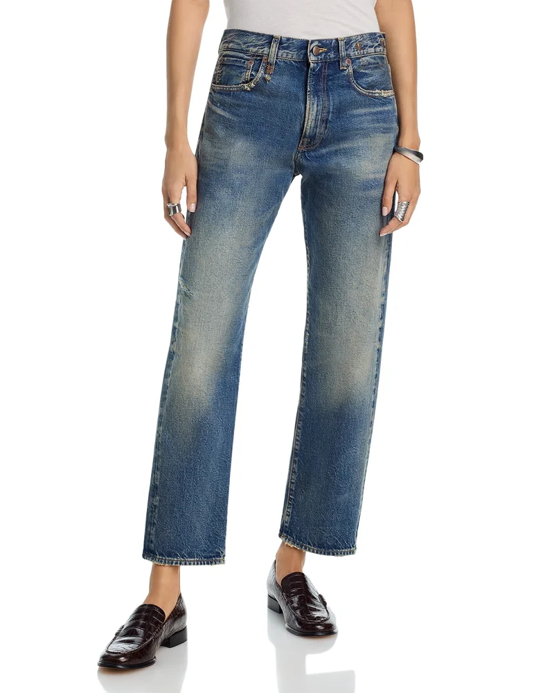 Boyfriend High Rise Ankle Jeans in Bowery Indigo