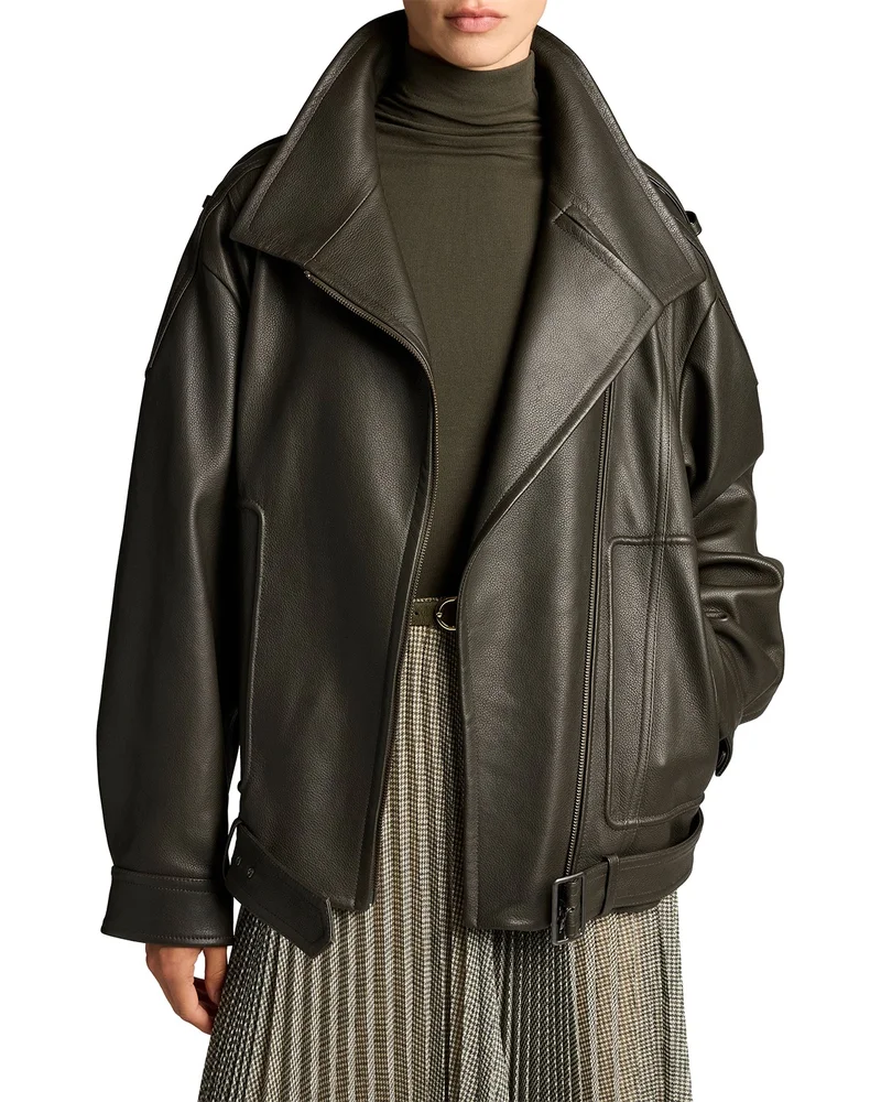 Leather Oversized Biker Jacket