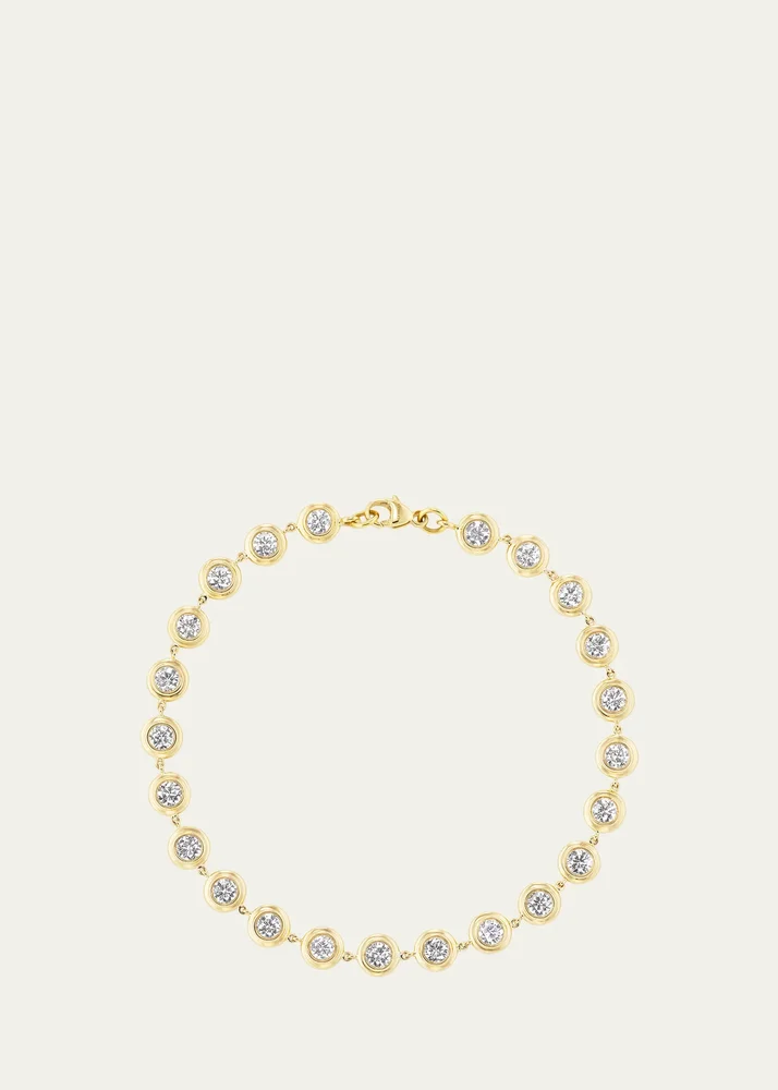 18K Yellow Gold Double Bubble Diamond Bezel Tennis Bracelet
