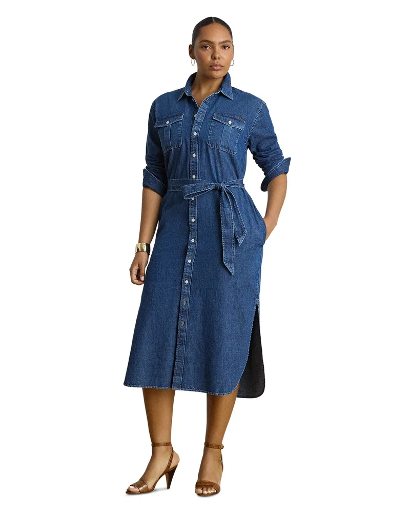 Belted Denim Midi Shirtdress
