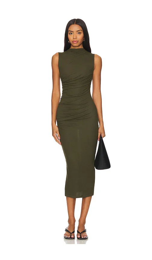 Silk Knit Sleeveless Twist Midi Dress Enza Costa