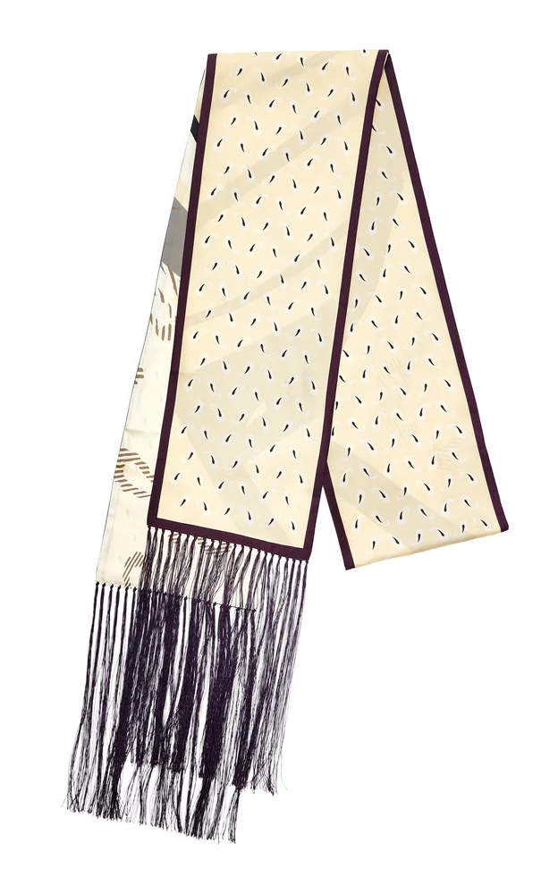 Fringed Silk-Twill Double Scarf