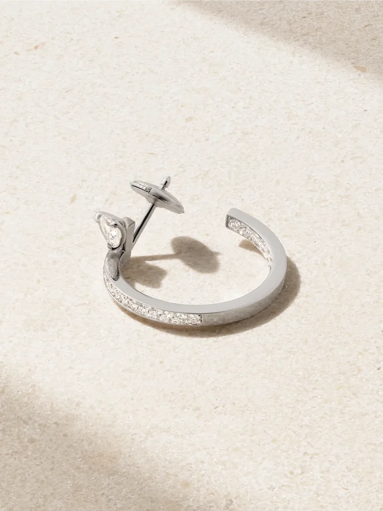 Serti sur Vide 18-karat white gold diamond single hoop earring