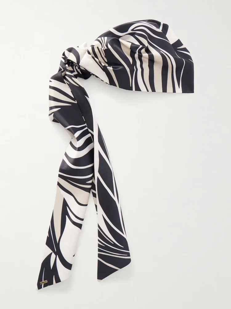 Gigi wave-printed satin scarf