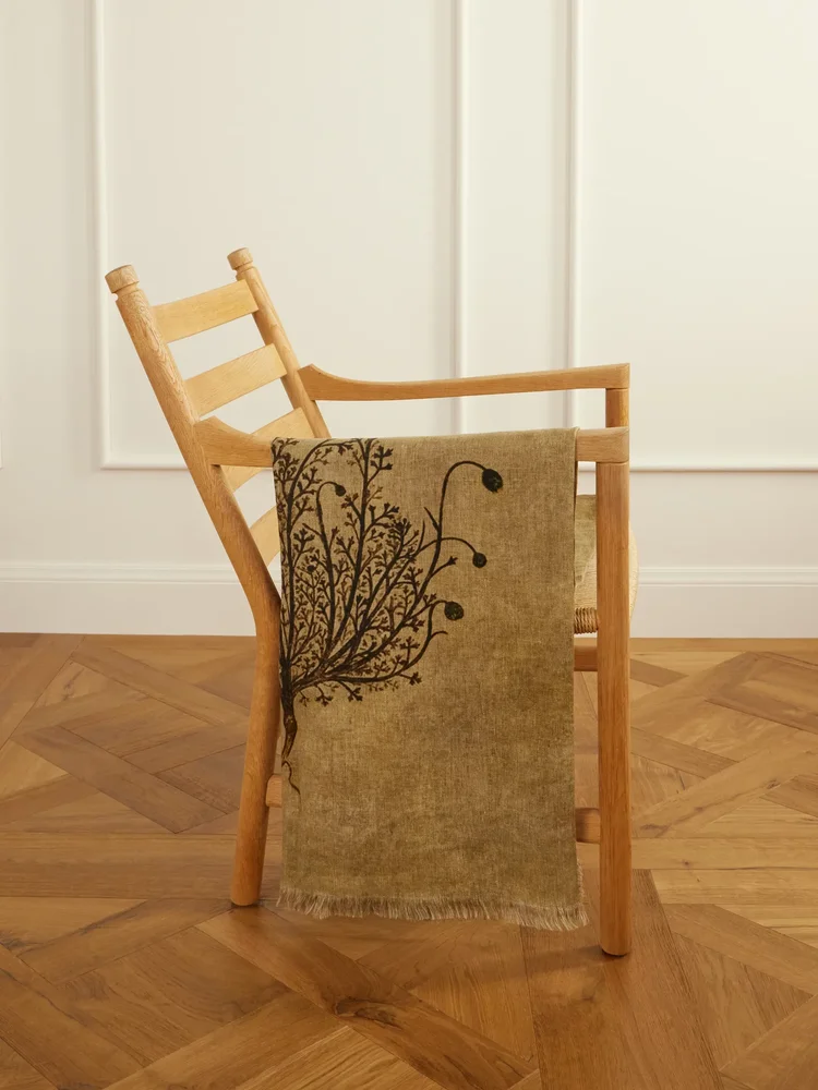 Firmamento fringed linen and cotton-blend throw