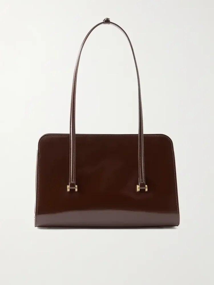 Magazine patent-leather shoulder bag
