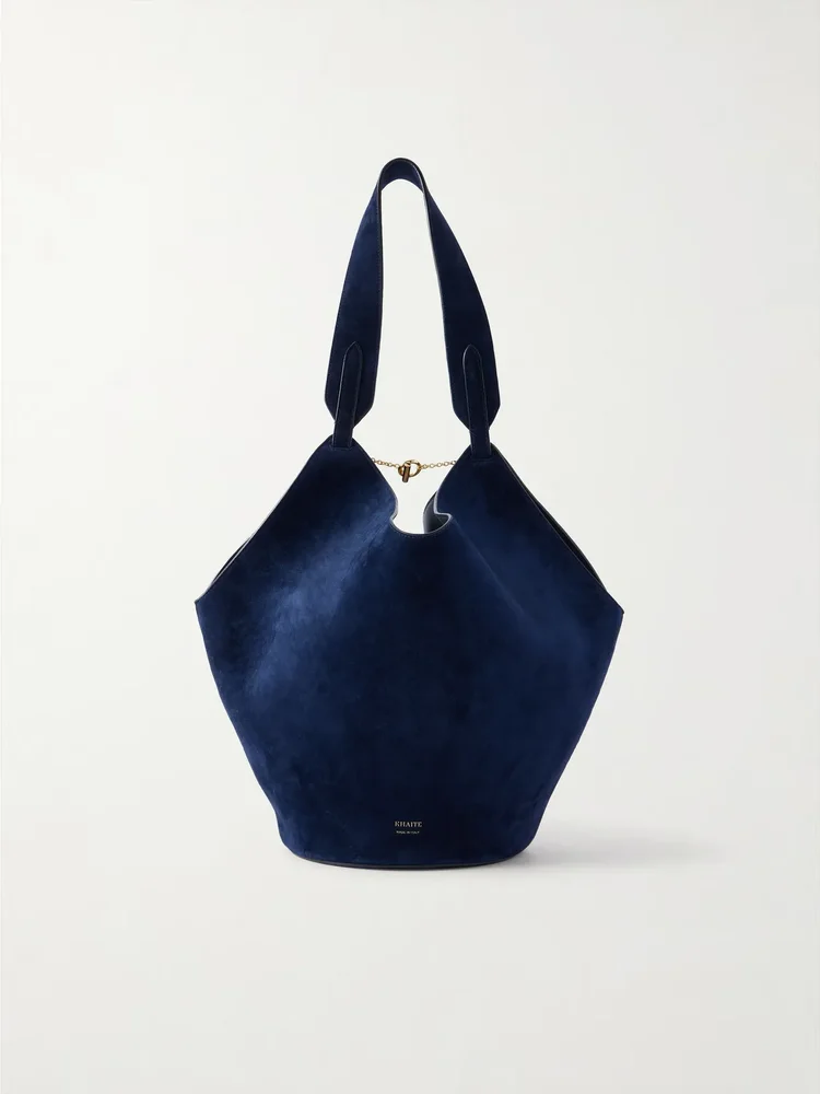 Lotus suede shoulder bag