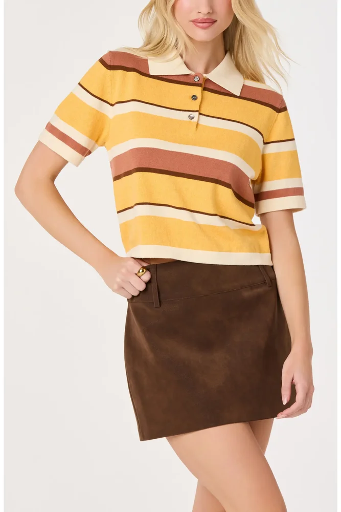 Brooklyn Stripe Short Sleeve Sweater Polo