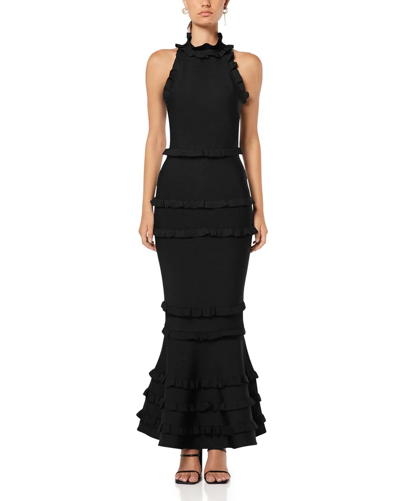 High Neck Bodycon Full Length Dress