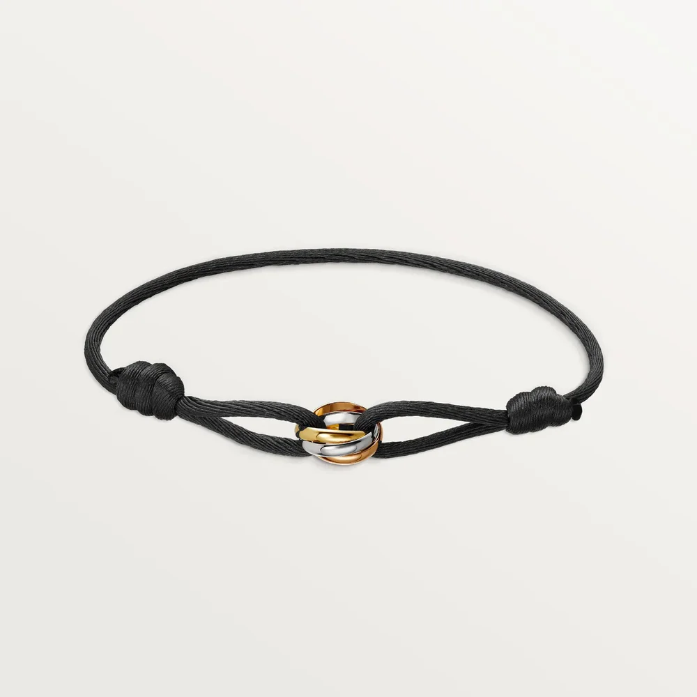Trinity Bracelet on Cord, Three Golds