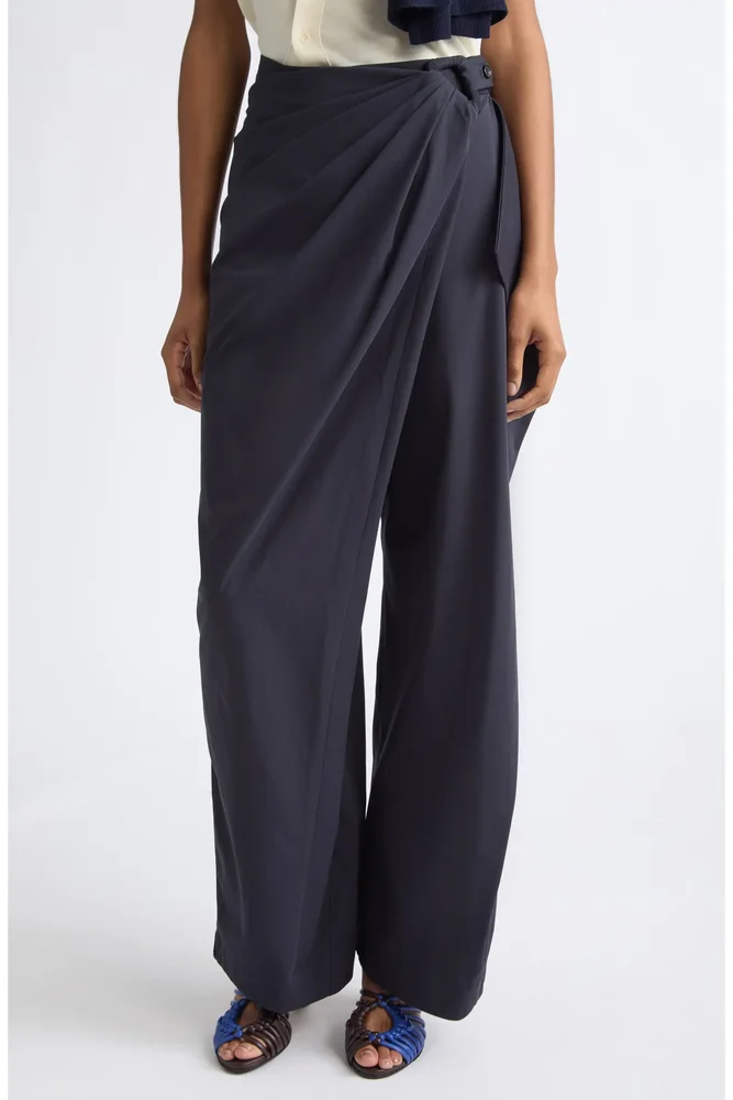 Fold Over Twist Wide Leg Trousers