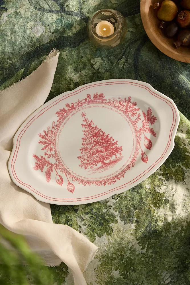 Red Tannenbaum Stoneware Serving Platter