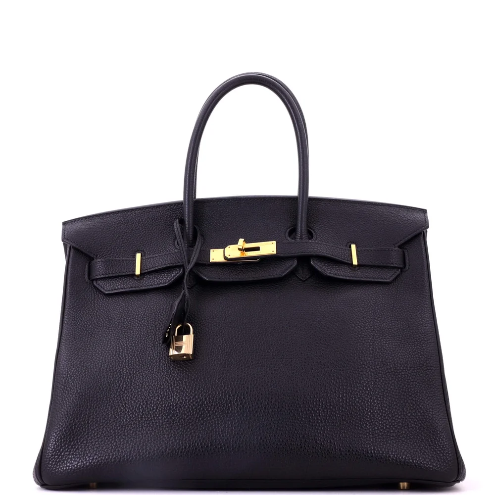 Pre-Owned Birkin Handbag Noir Togo with Gold Hardware 35