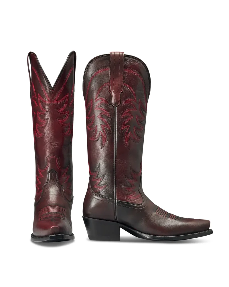 The Annie Western Boot, Black Cherry Cowhide