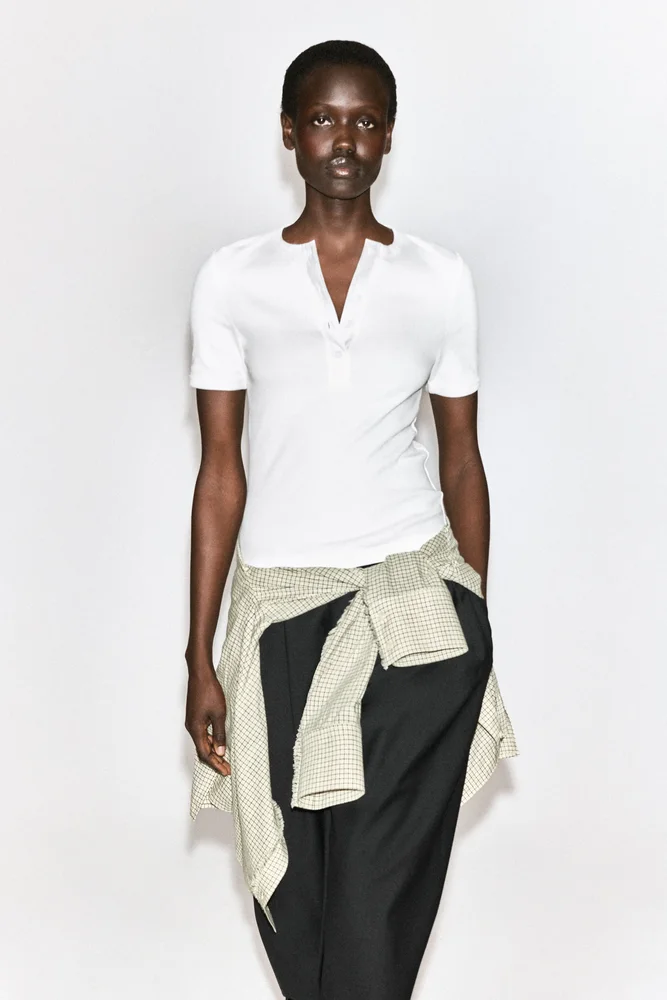 Ribbed Henley T-Shirt