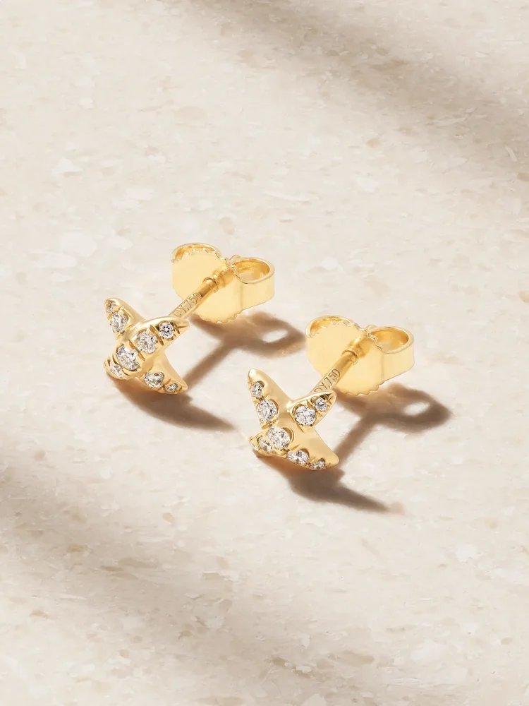 Crossover 18-karat gold and diamond earrings