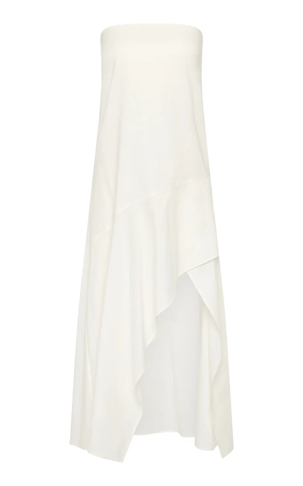 Strapless Cotton Oxford Midi Dress