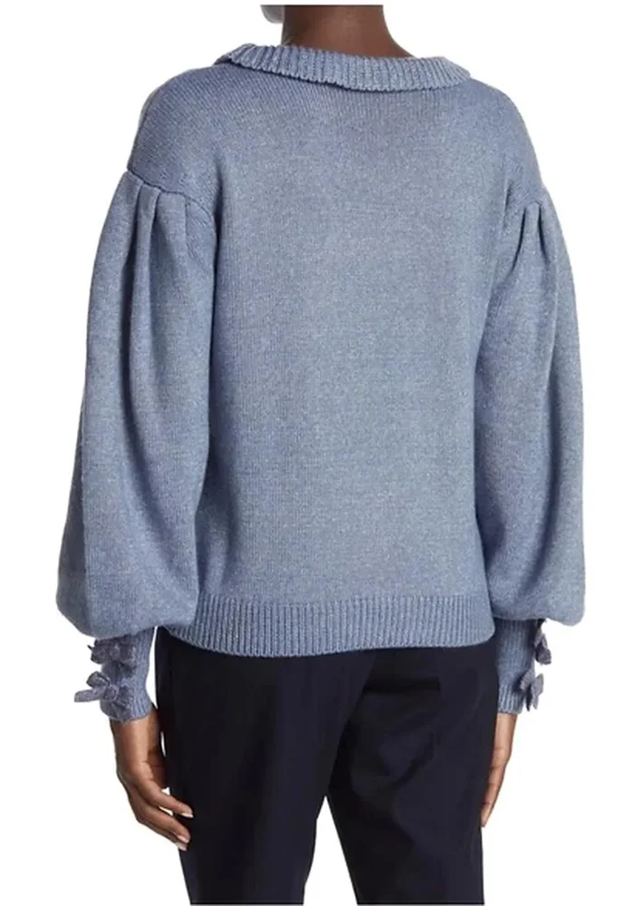 Hattie Mockneck Sweater - Blue/White