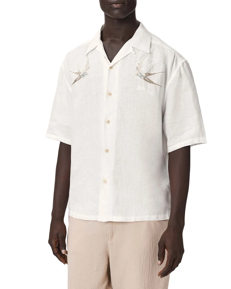 Avia Embroidered Swallows Linen Shirt