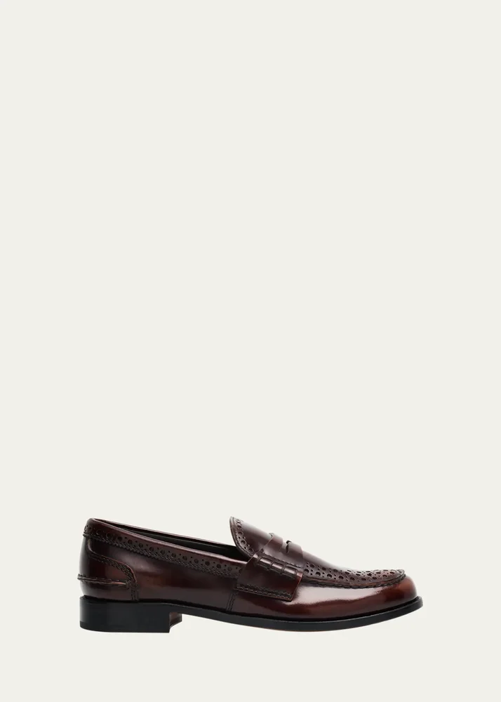 Polished Fume Leather Penny Loafers