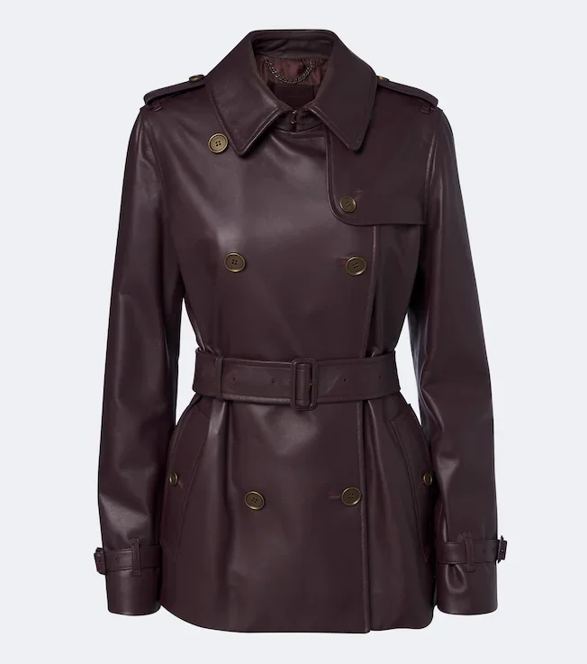 Leather trench coat