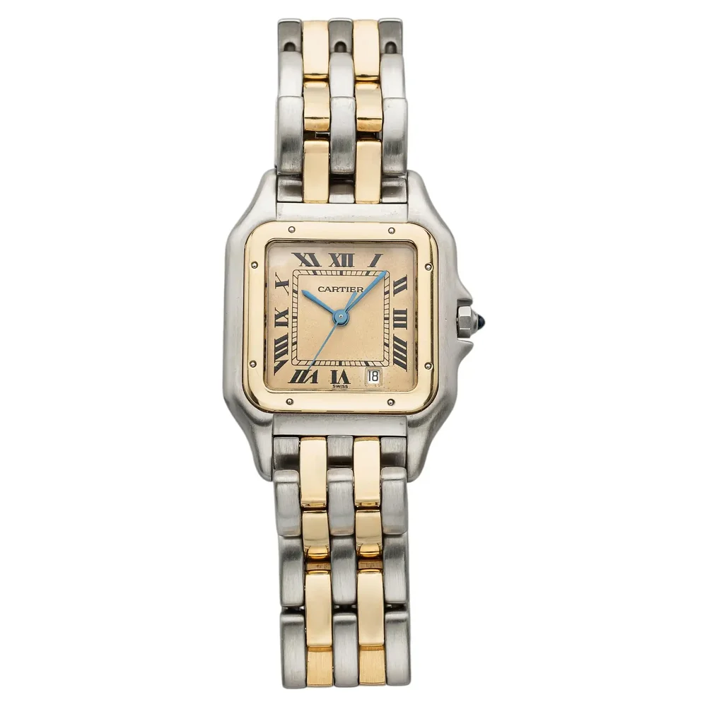 Pre-Owned Panthère de Cartier 187949 Vintage 1987 Two-Tone Cream Dial Watch, 27mm