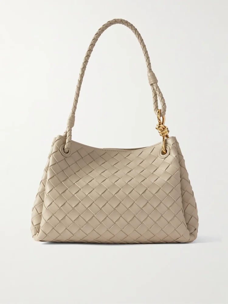 parachute medium intrecciato leather shoulder bag
