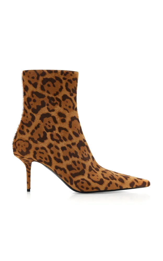 Ashley Leopard-Print Pony Hair Ankle Boots