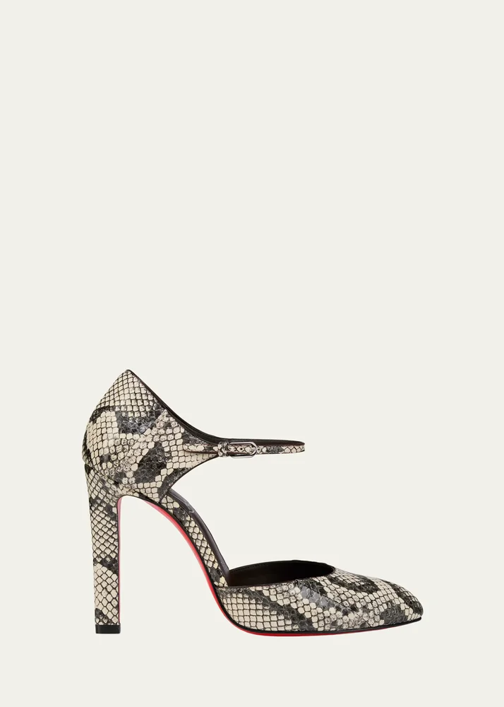 100mm Fanny Demie Snake-Embossed Leather Pumps