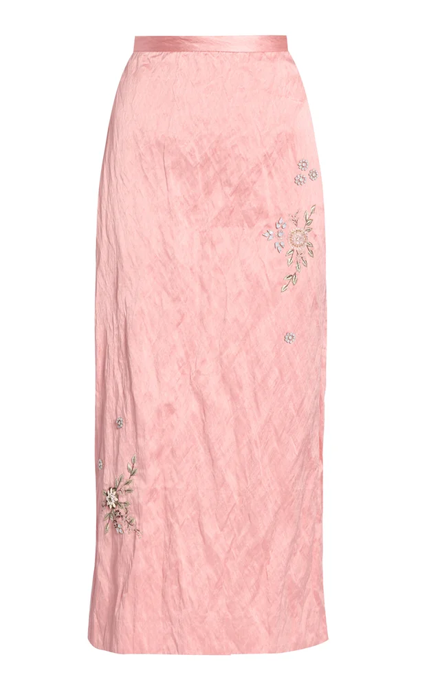 Textured Satin Midi Skirt