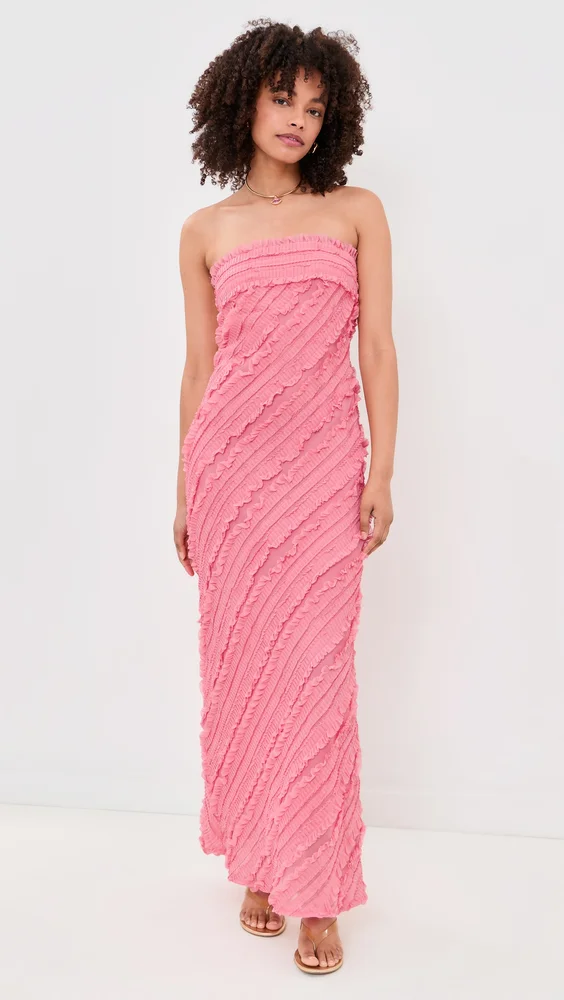 Strapless Ruffled Maxi Dress