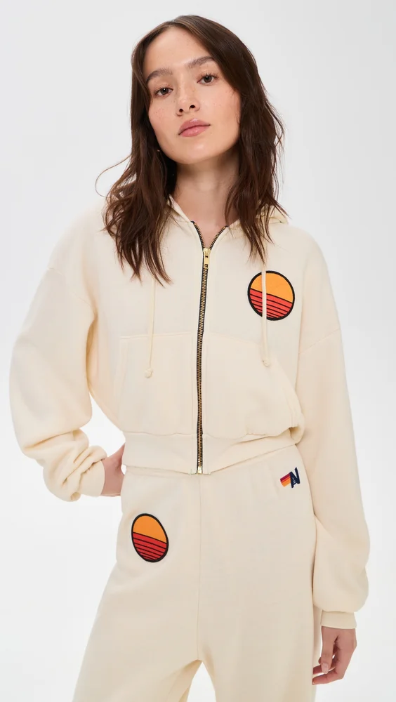 Sunset Patch Relaxed Cropped Hoodie