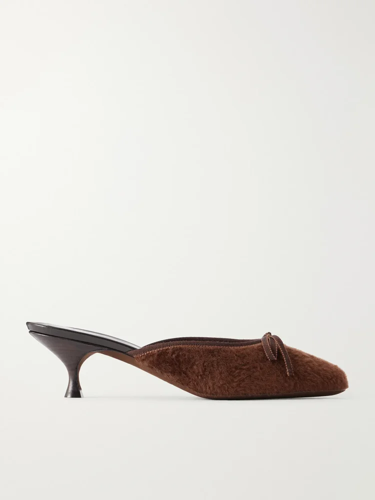 24/7 50 bow-detail shearling mules