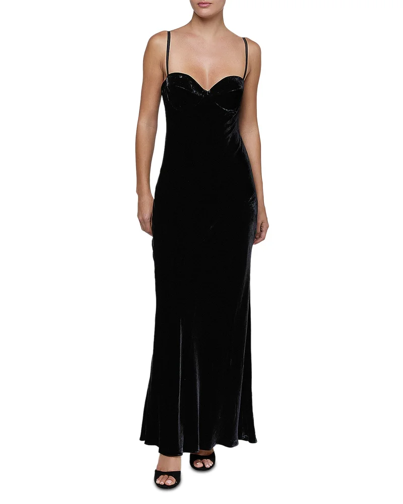 Sayla Velvet Bias Cut Maxi Dress