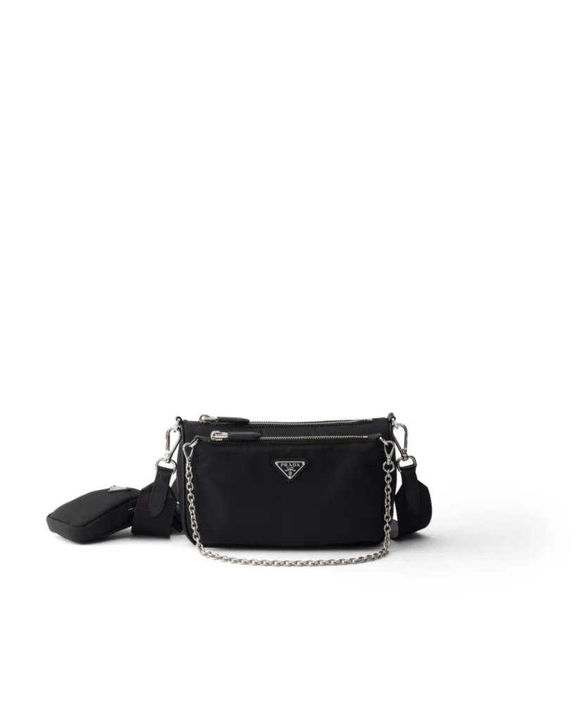 Re-nylon and Saffiano Leather Mini Shoulder Bag