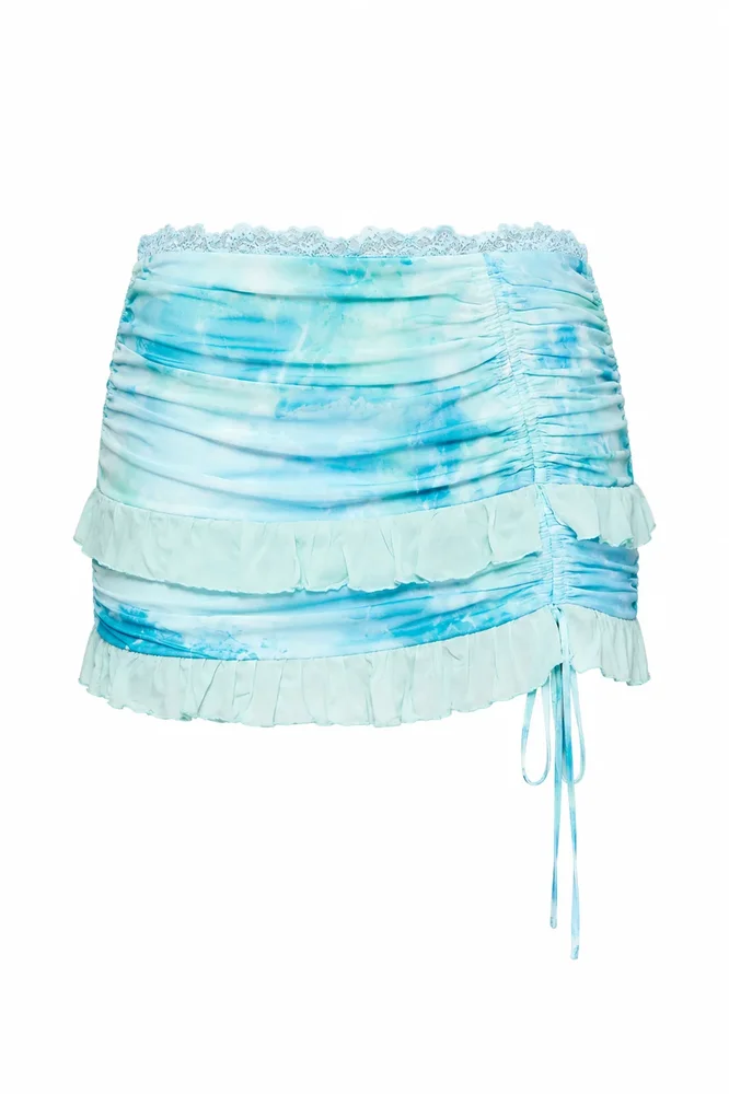 Blue Ruffle Mini Skirt