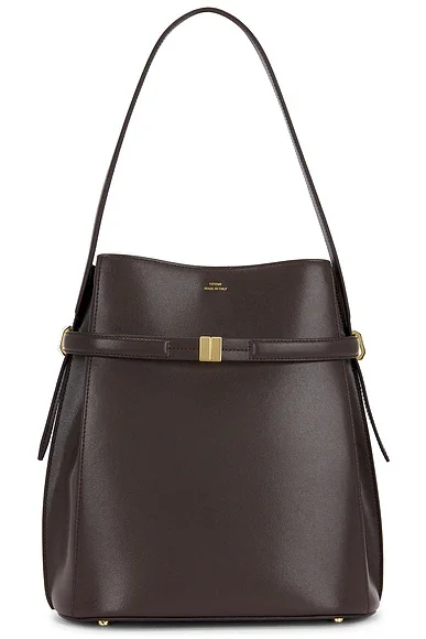 Belted Leather Bucket Bag