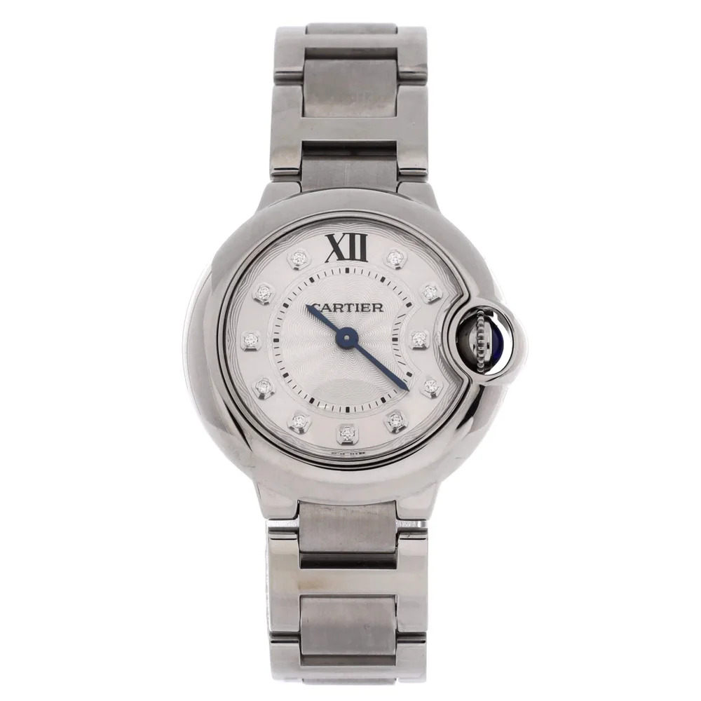 Pre-Owned Ballon Bleu de Cartier Quartz Watch Stainless Steel with Diamond Markers 28