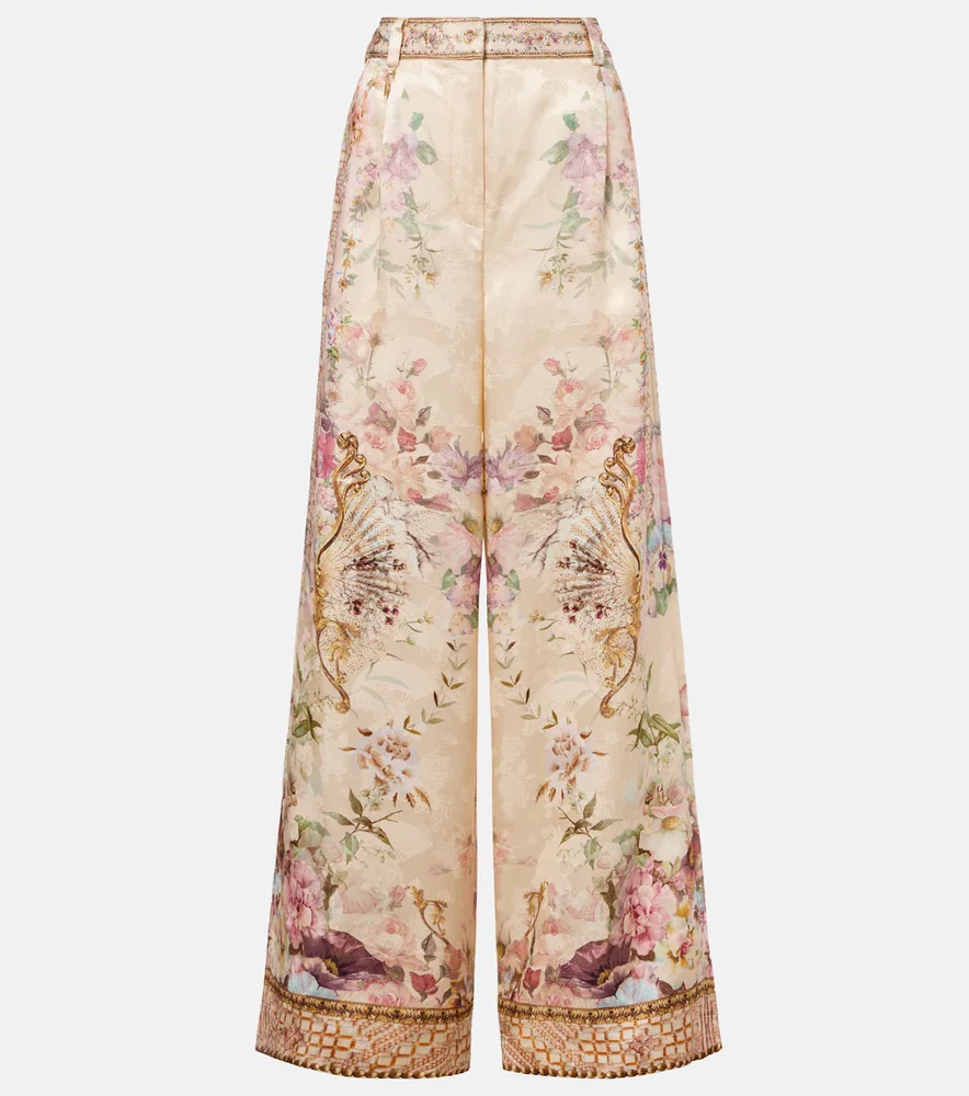 Printed wide-leg pants