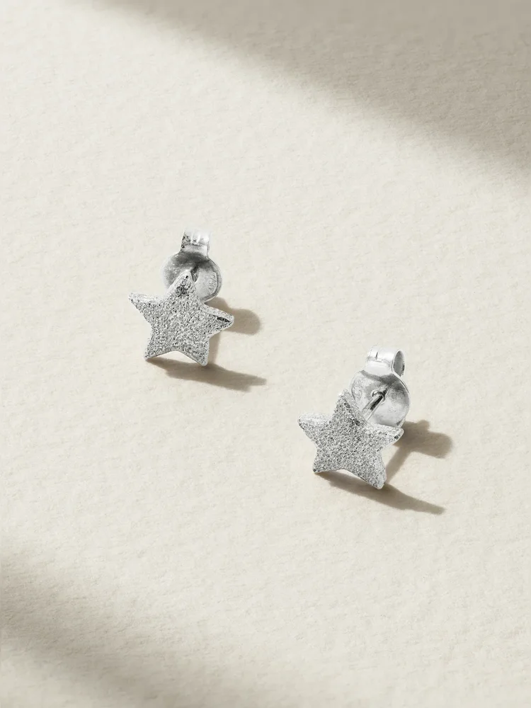 Florentine Finish Superstellar 18-karat white gold earrings