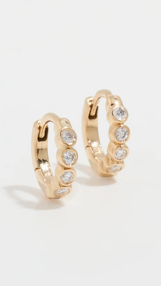 14k Gold Hinged Huggie Hoops