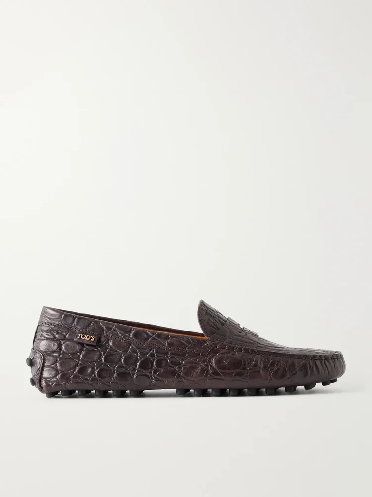 Gommino croc-effect leather loafers