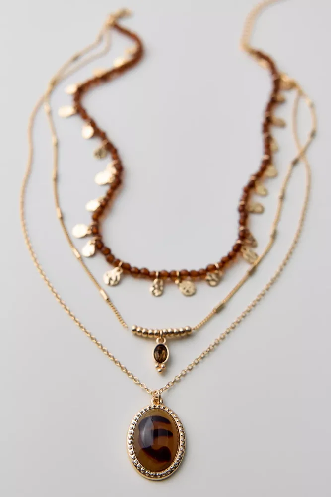 Tiger’s Eye Coin Layered Necklace