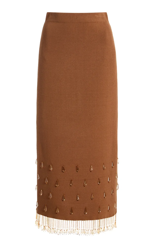 Estilla Bead-Embellished Midi Skirt